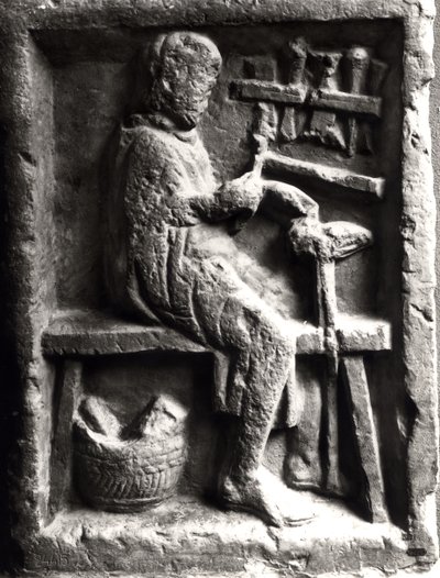 Shoemaker at work, relief from a Roman sepulchre by Roman Roman
